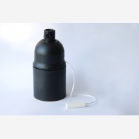 Lampholder E27 with pull switch, black