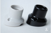 Porcelain E27 lamp holder for wall unearthed, black