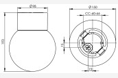 Sieninis / lubinis šviestuvas Classic Globe 150, melnas