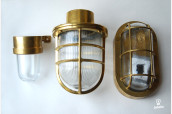 Brass Wall Lamp / Deck Head Lamp Marine, oval, IP64 Brass Wall Lamp / Deck Head Lamp Marine, oval, IP64